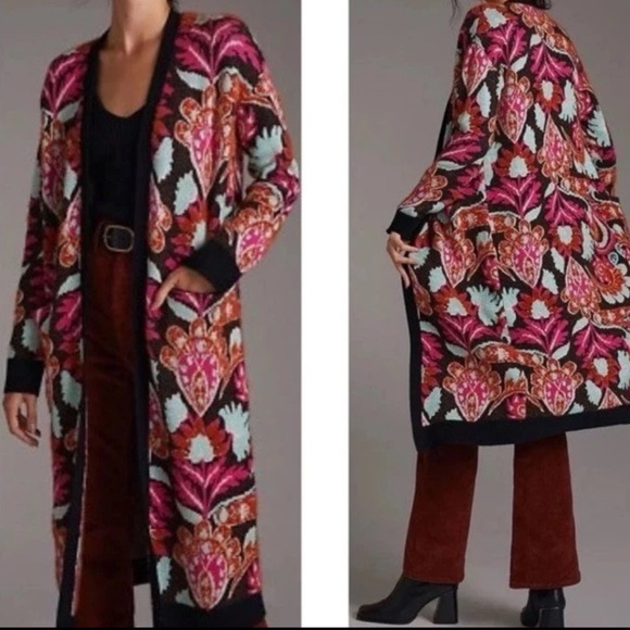 Anthropologie Sweaters - Like new Anthropologie Patterned Duster cardigan sweater size XS